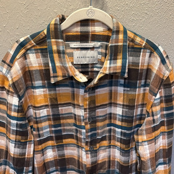 Peregrine Farley Plaid Cotton Flannel Shirt Made in England  Men’s Size Large - Picture 2 of 9